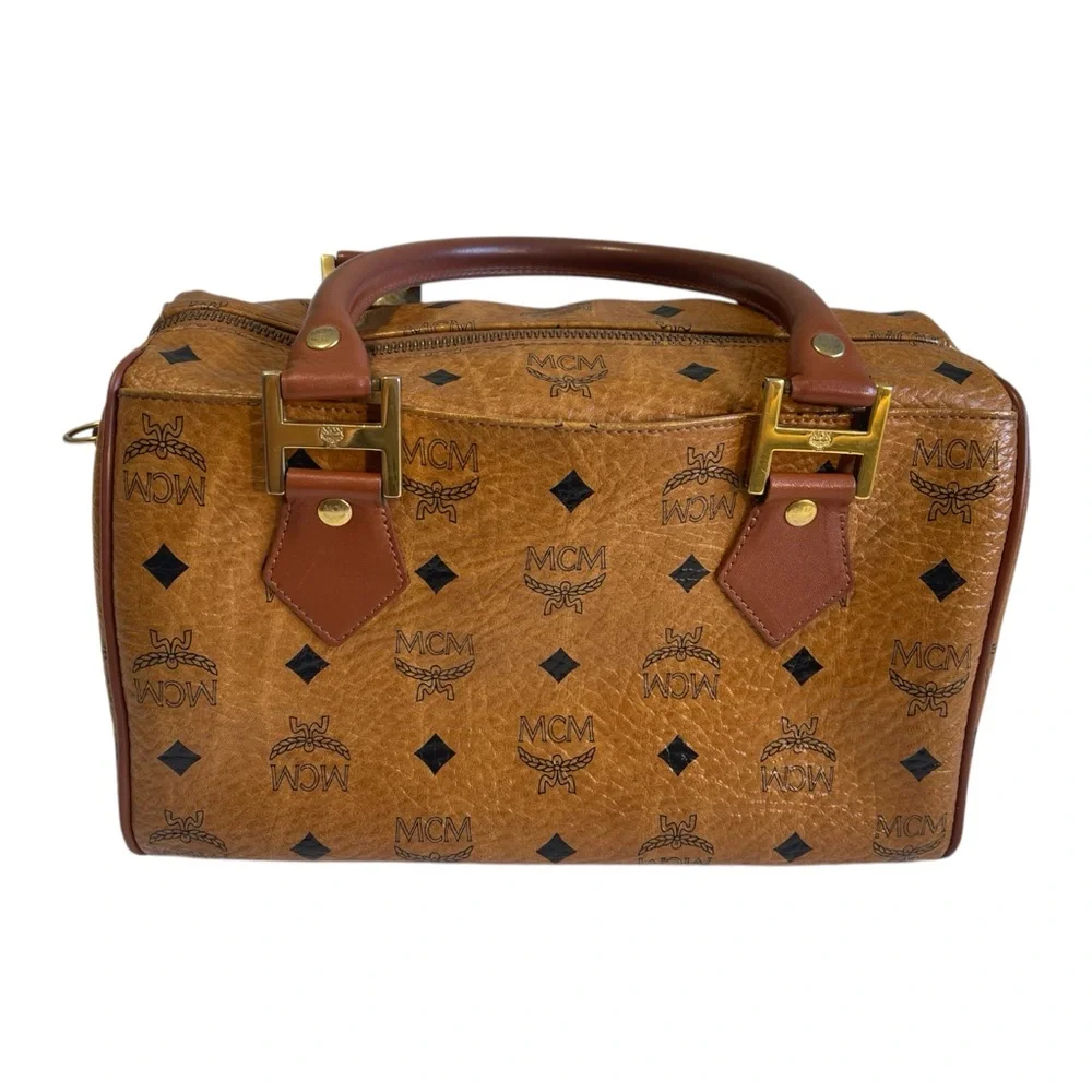 MCM Cognac Leather Satchel‎ with Monogram